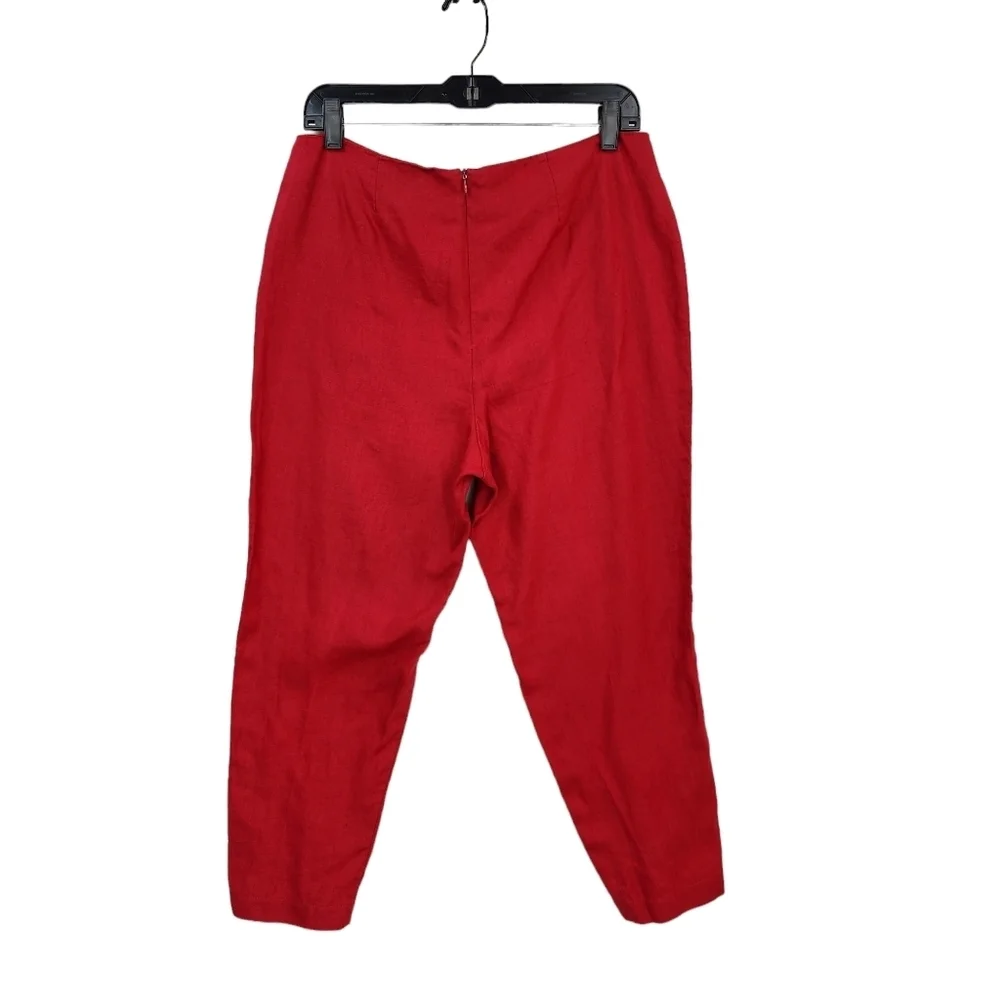 Lucy Pereda Women's 100% Linen Flat Front Crop Pants - 8